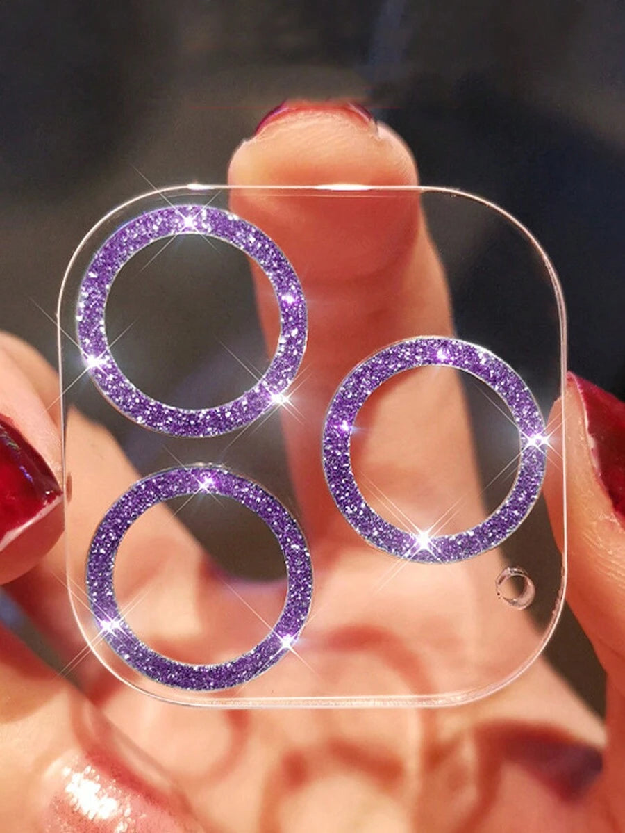 14035 2t-ProCa Una Pieza Protector De Cámara De Teléfono Con Brillantina