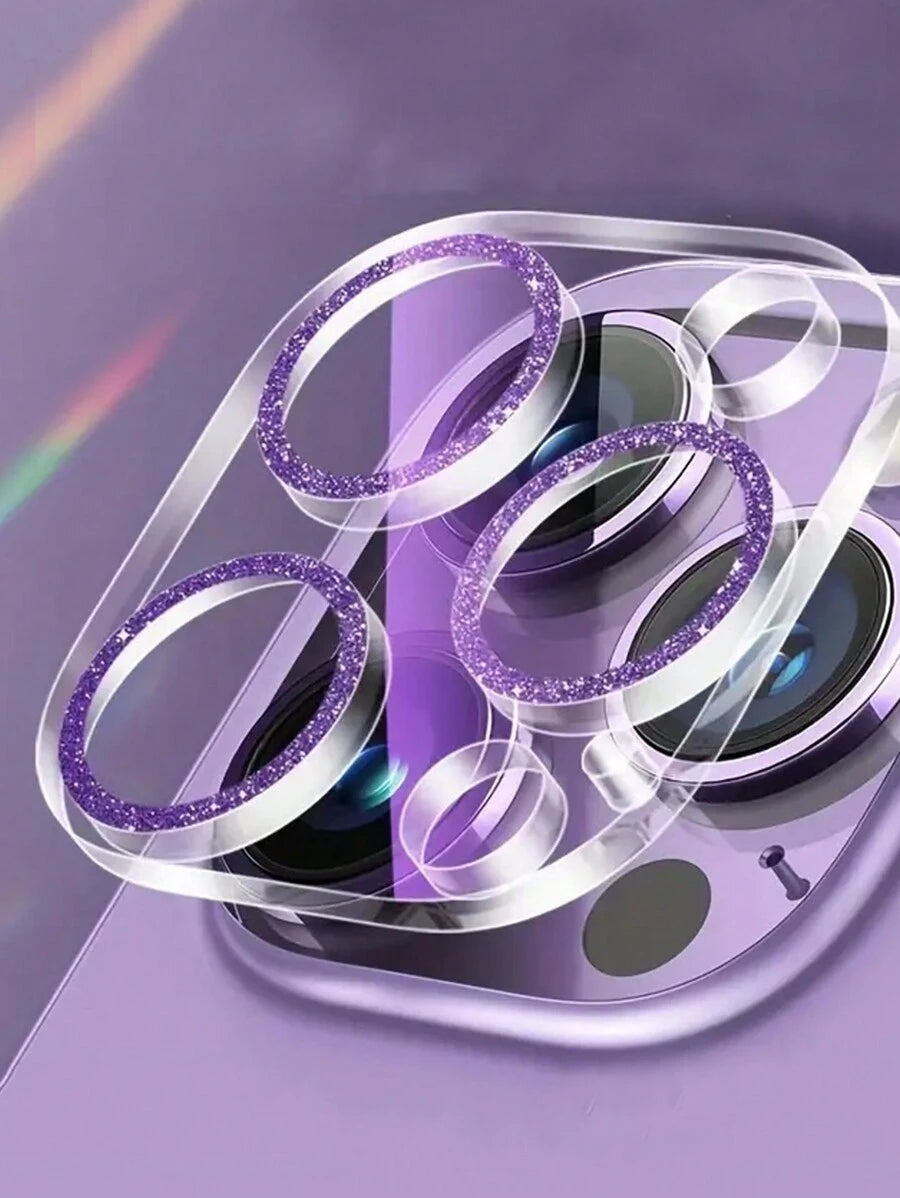 14035 2t-ProCa Una Pieza Protector De Cámara De Teléfono Con Brillantina