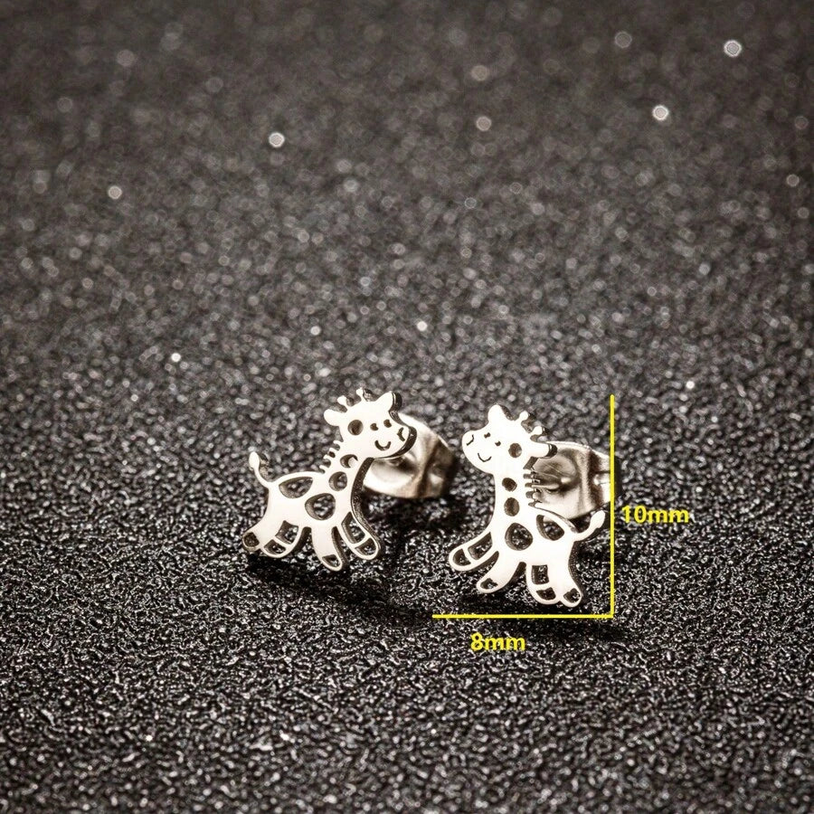 15833 1b-019 1 Par De Pendientes De Dibujos Animados De Jirafa