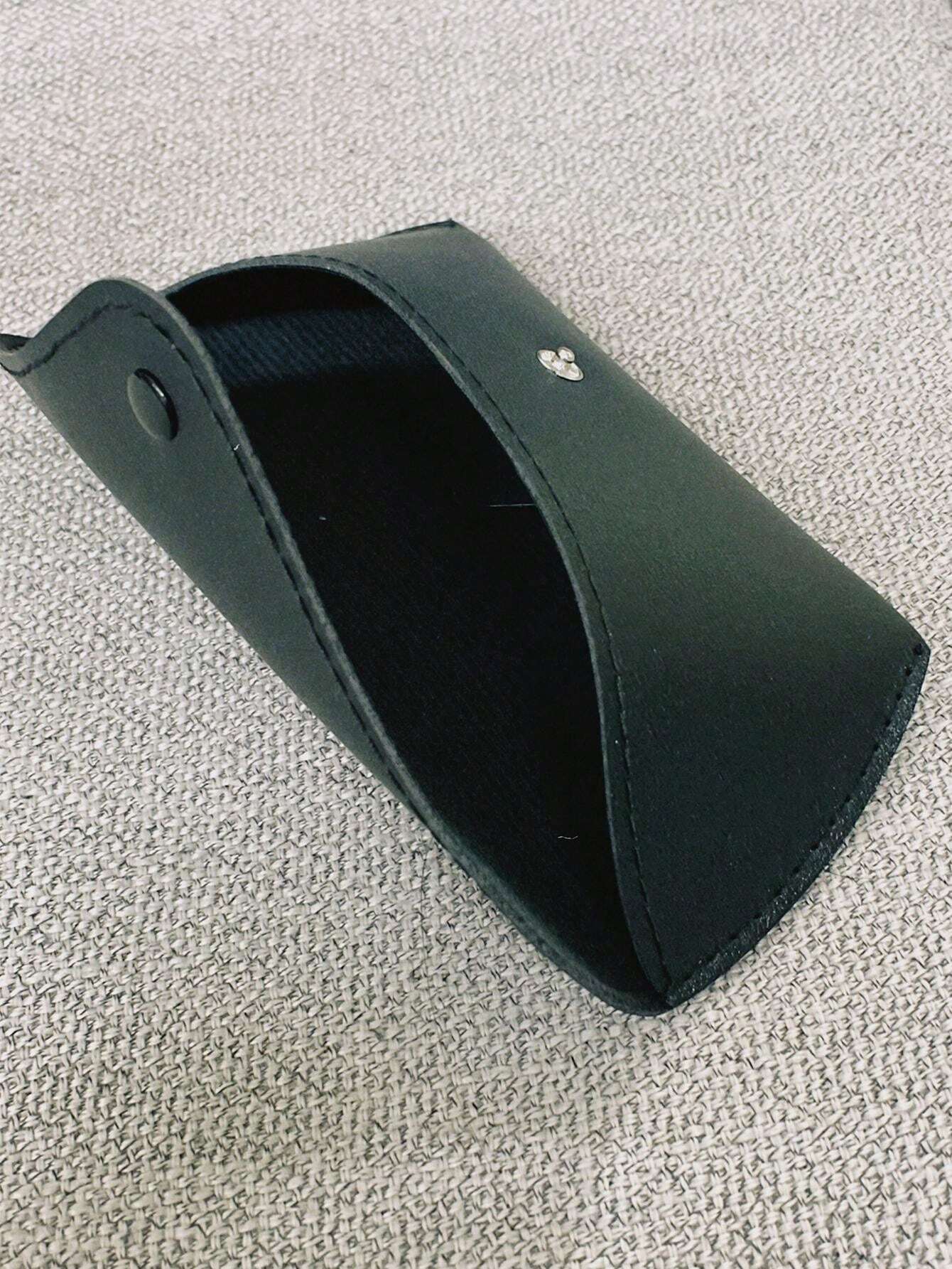 11212 1l-388 1 Pieza Bolsa De Gafas De Cuero Pu De Color Sólido Minimalista