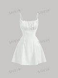 18488 1a-138 Vestido blanco de tirantes con lazo 1 Pza