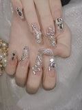 18011 1b-055 Uñas postizas diseño francés con mariposas 30 Pzas