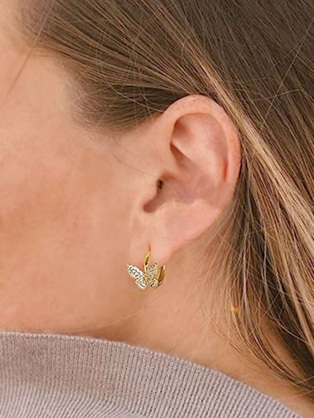 14343 1b-047 Pendientes Diseño Mariposa 1 Par