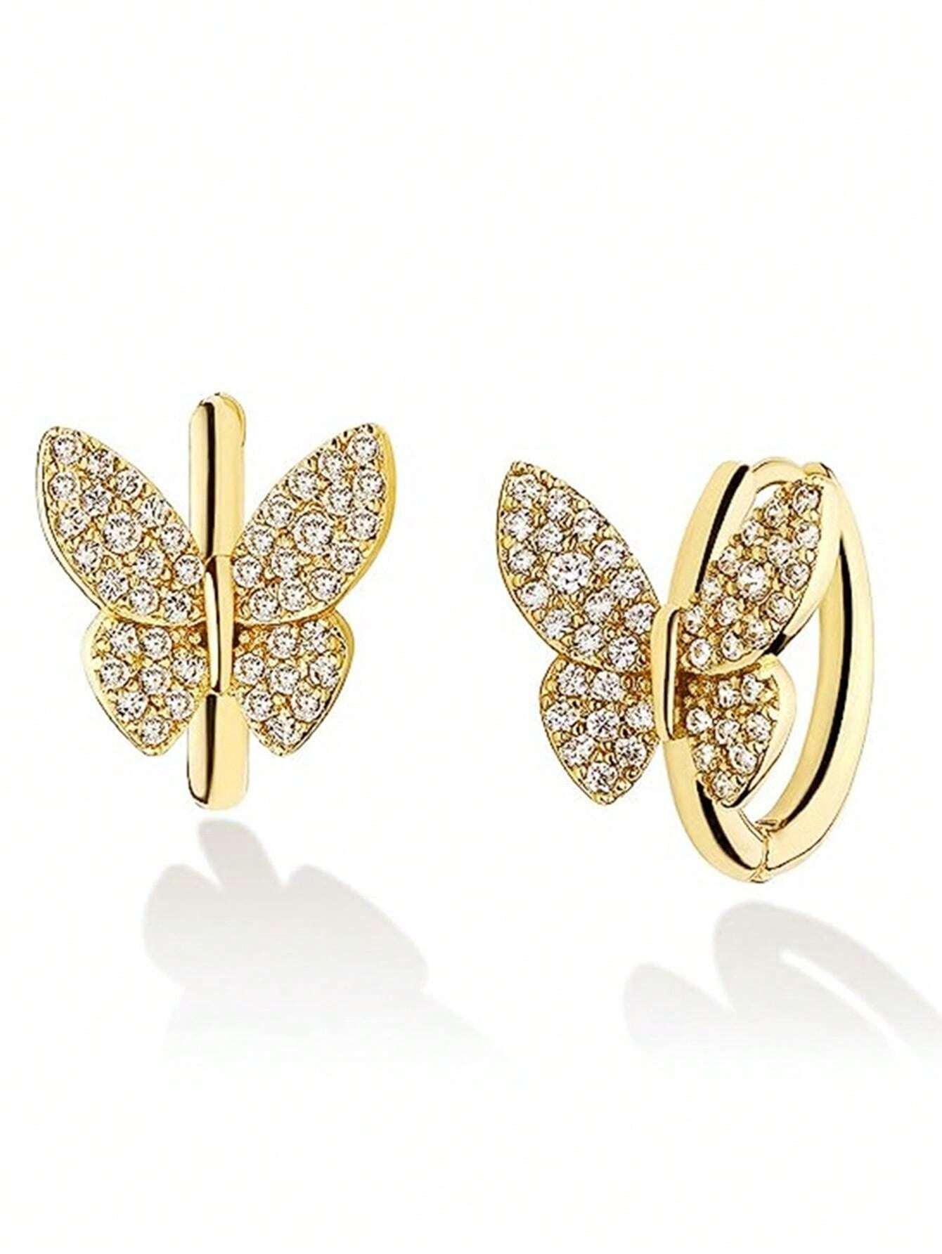 14343 1b-047 Pendientes Diseño Mariposa 1 Par