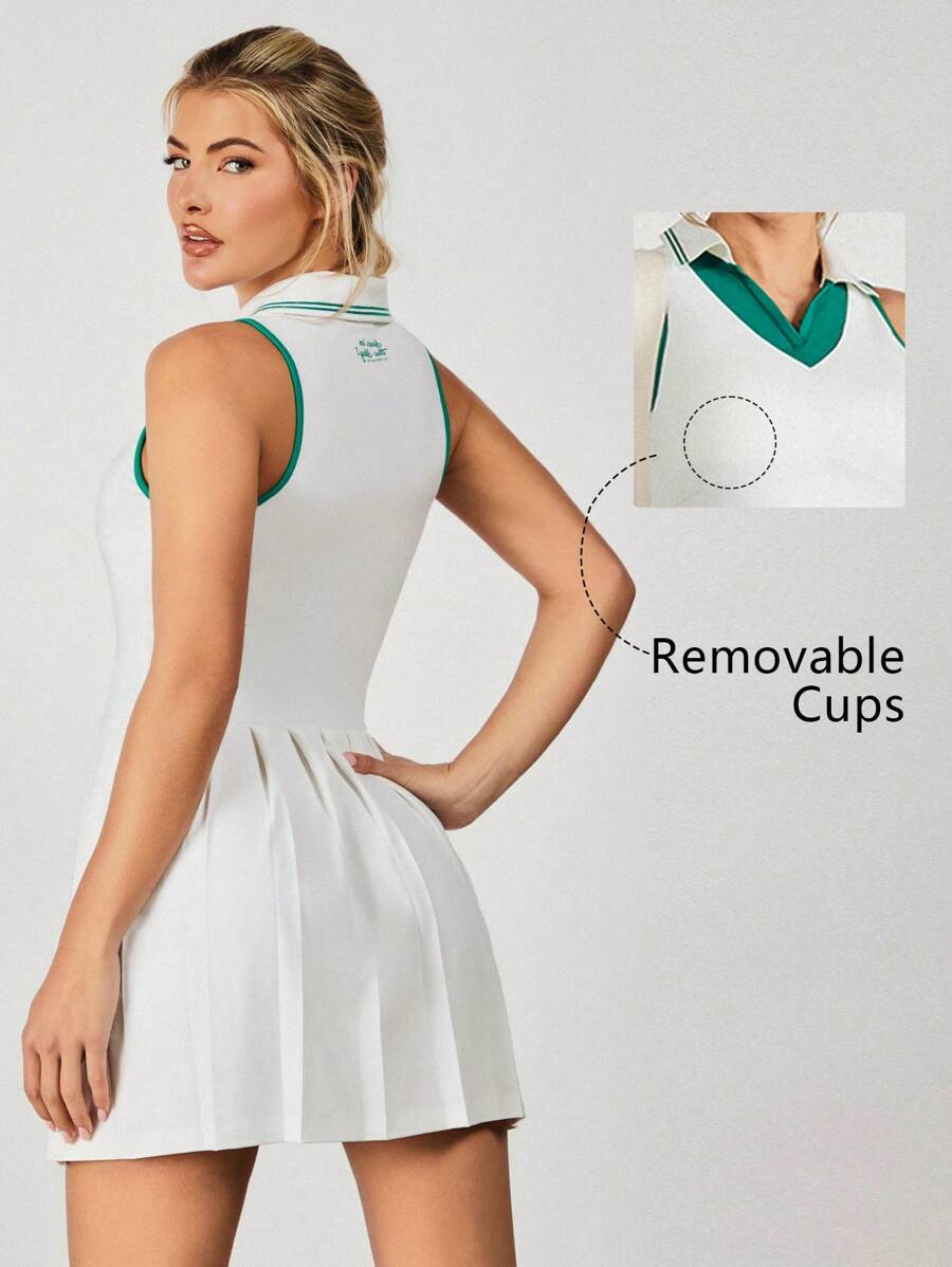 11574 1a-050 Vestido Deportiva De Tenis Básica Con Pliegues