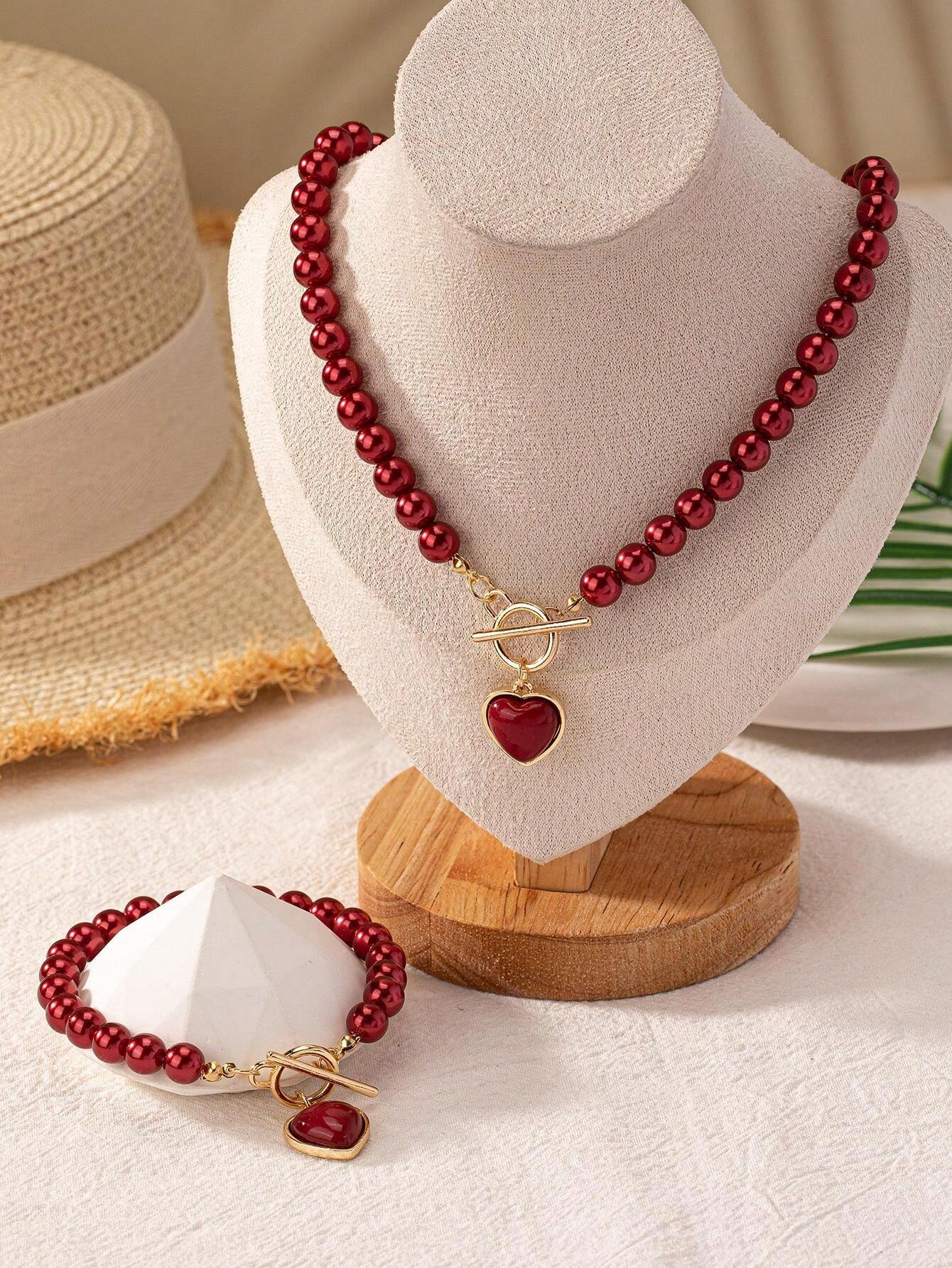 15686 1b-015 collar + pulsera de perlas