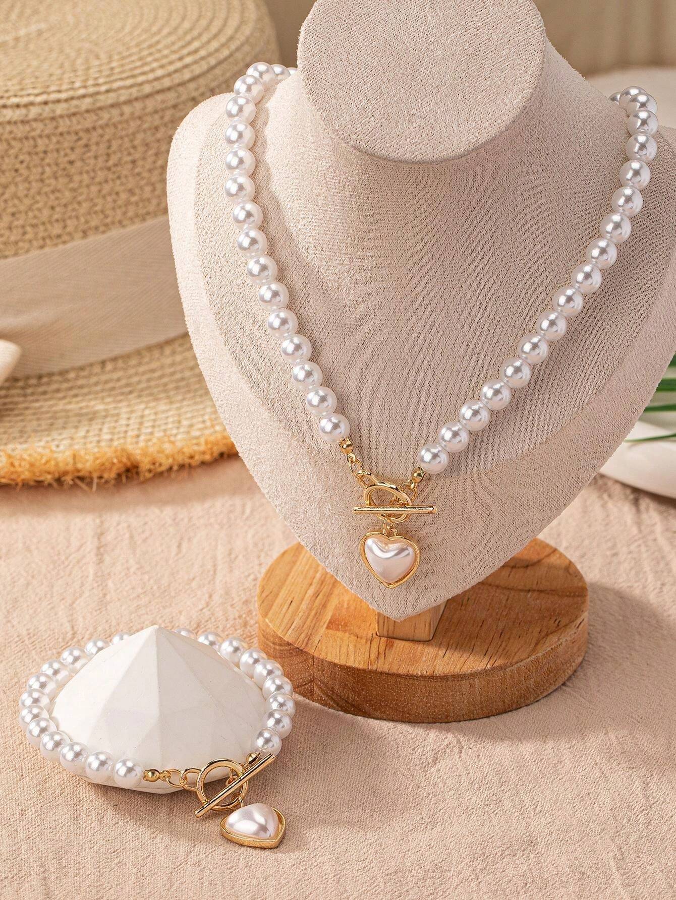 15686 1b-015 collar + pulsera de perlas