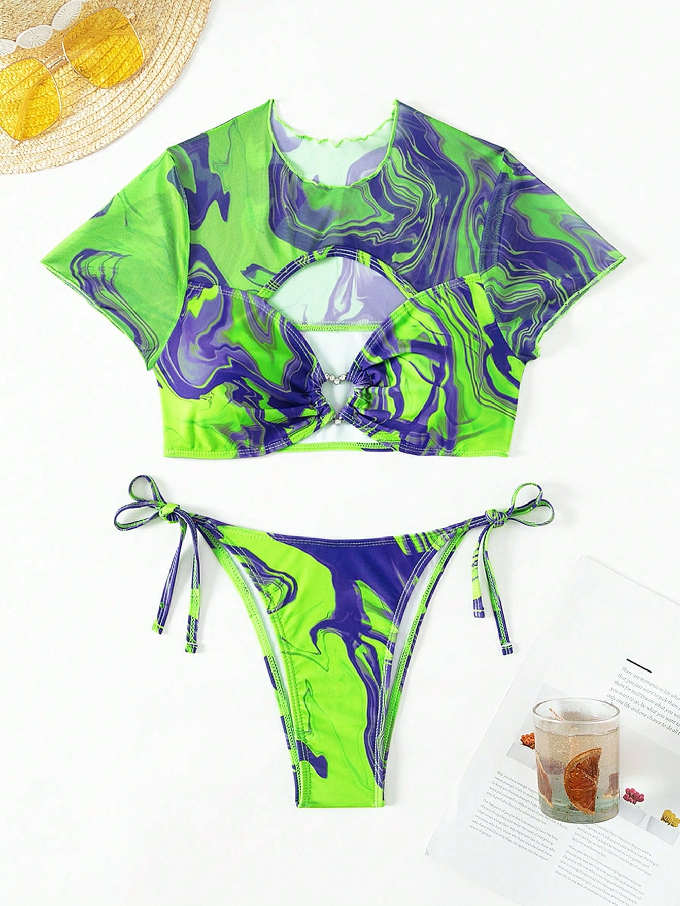 12390 1t-010 Conjunto de traje de baño sexy para damas 3 Pzas