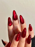 18169 1b-051 Uñas postizas de acrílico rojo 24 Pzas