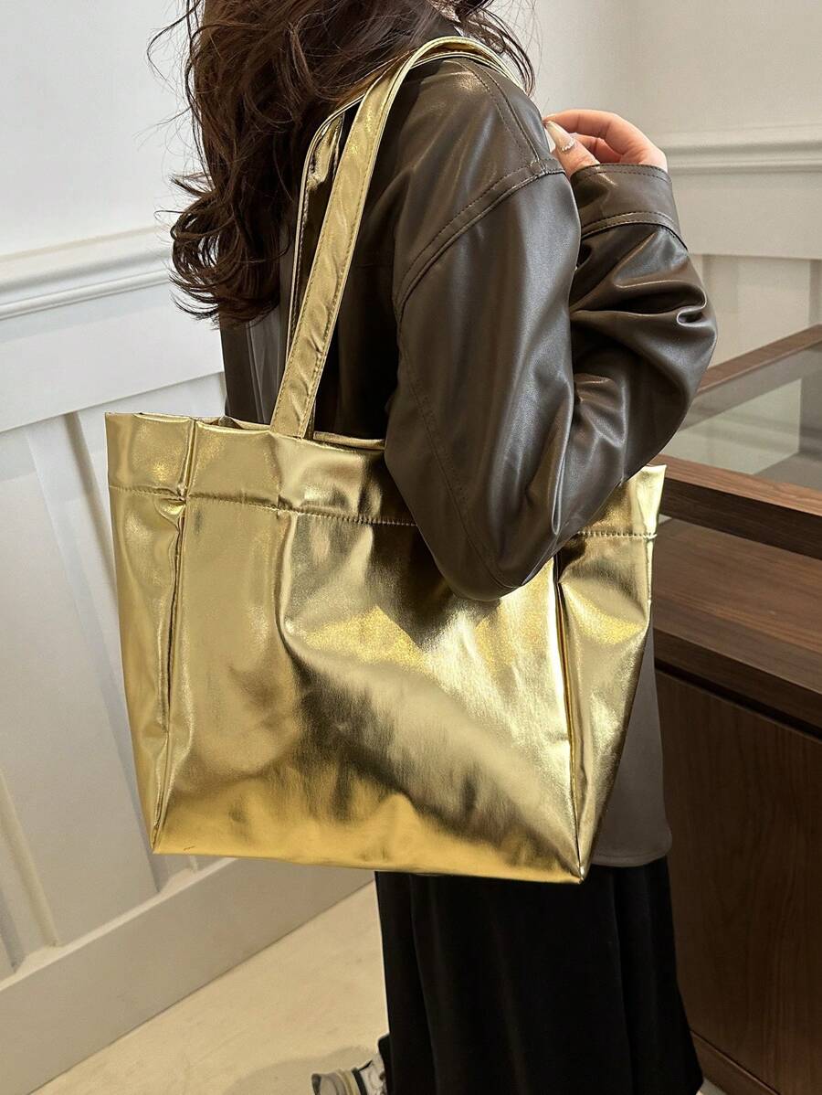 14700 1a-043 Bolso grande de tote holográfico al laser y en colores dulces