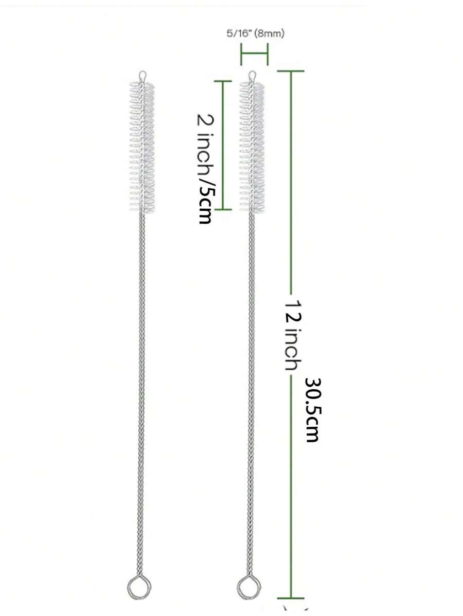 13222 1b-014 2 cepillos para la limpieza de pajitas de acero inoxidable