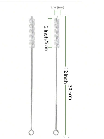 13222 1b-014 2 cepillos para la limpieza de pajitas de acero inoxidable