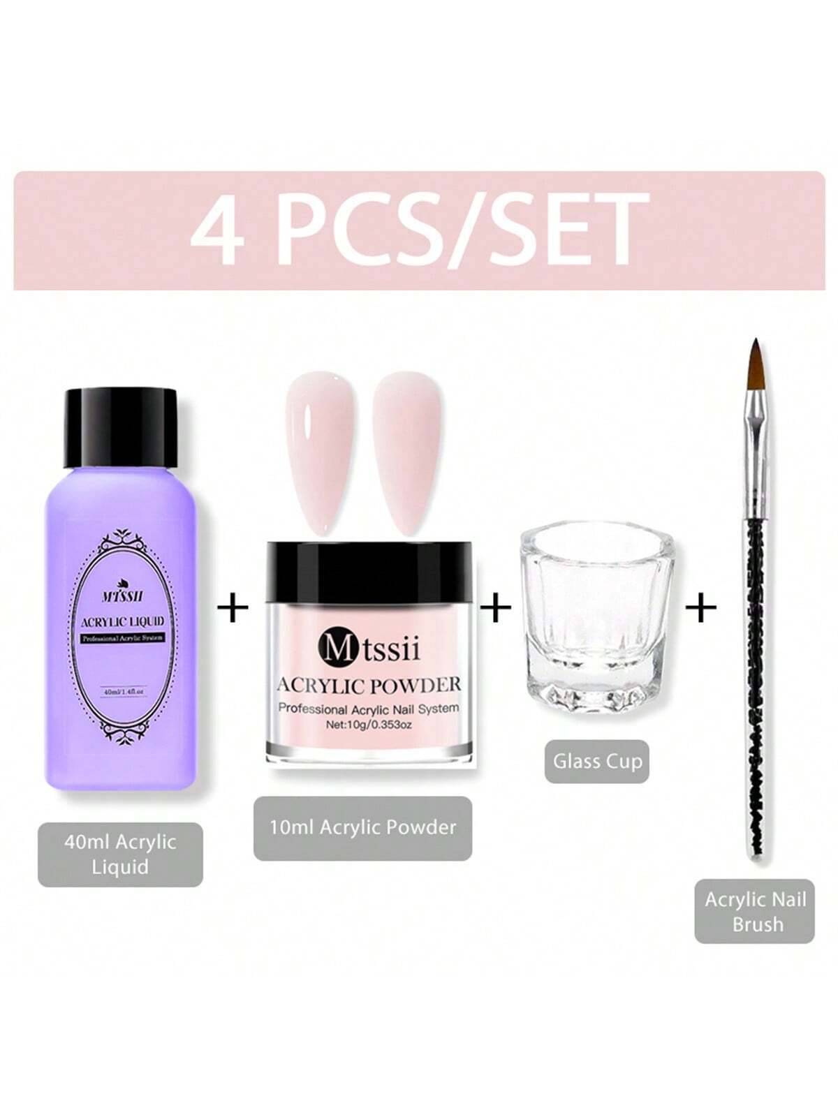 15252 1a-049 Juego Acrílico Para Uñas 4 Pzas