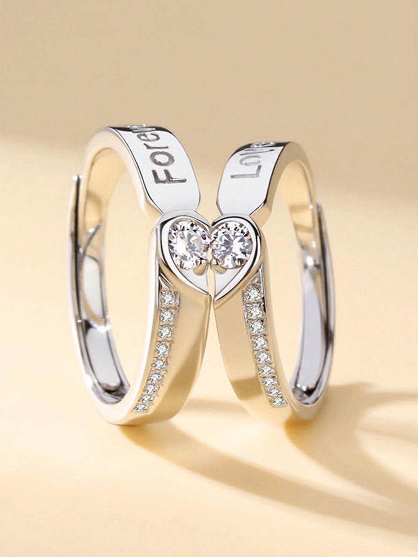 13260 1b-014 Anillo abierto con forma de corazón 2 Pzas