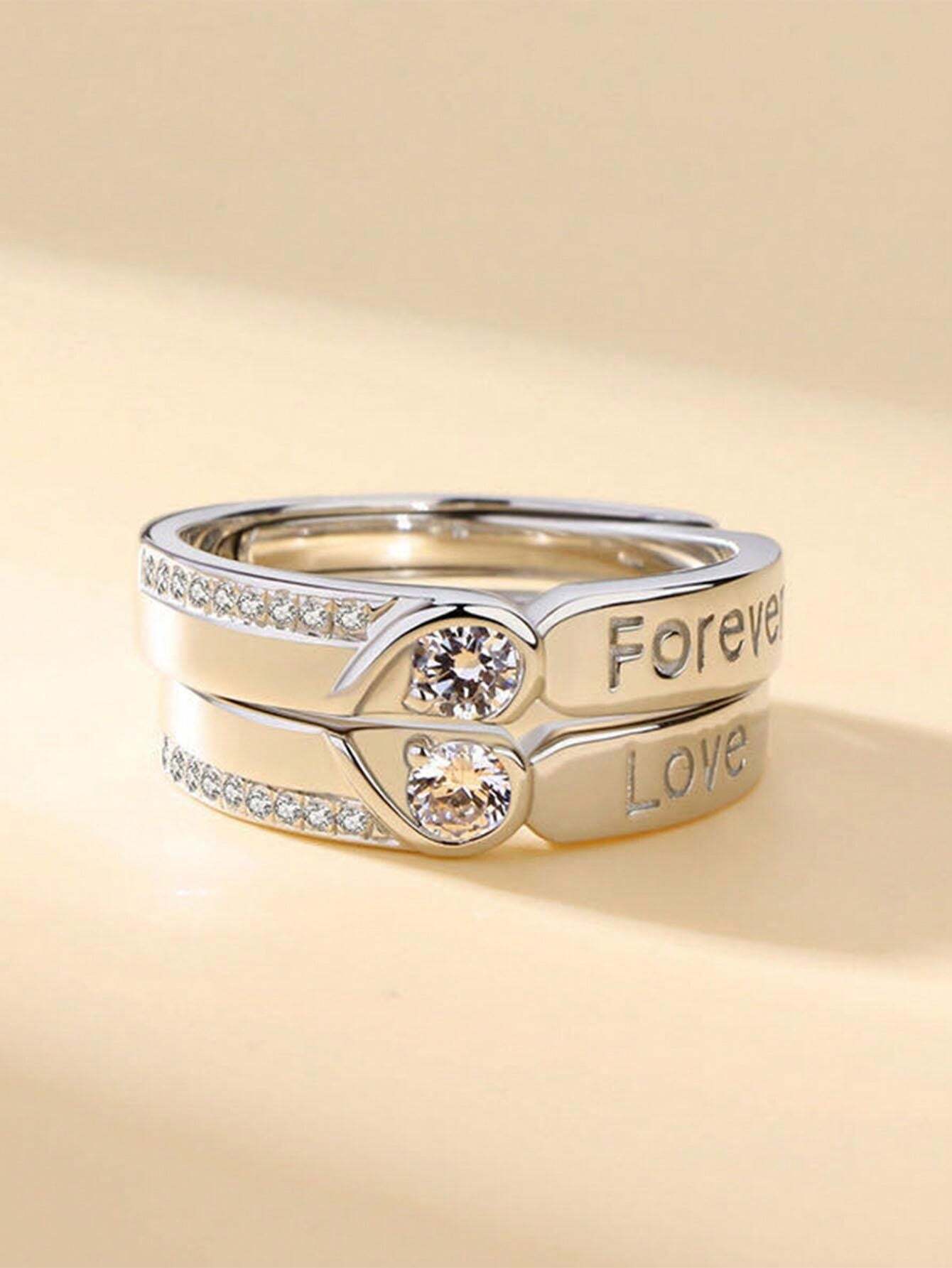 13260 1b-014 Anillo abierto con forma de corazón 2 Pzas