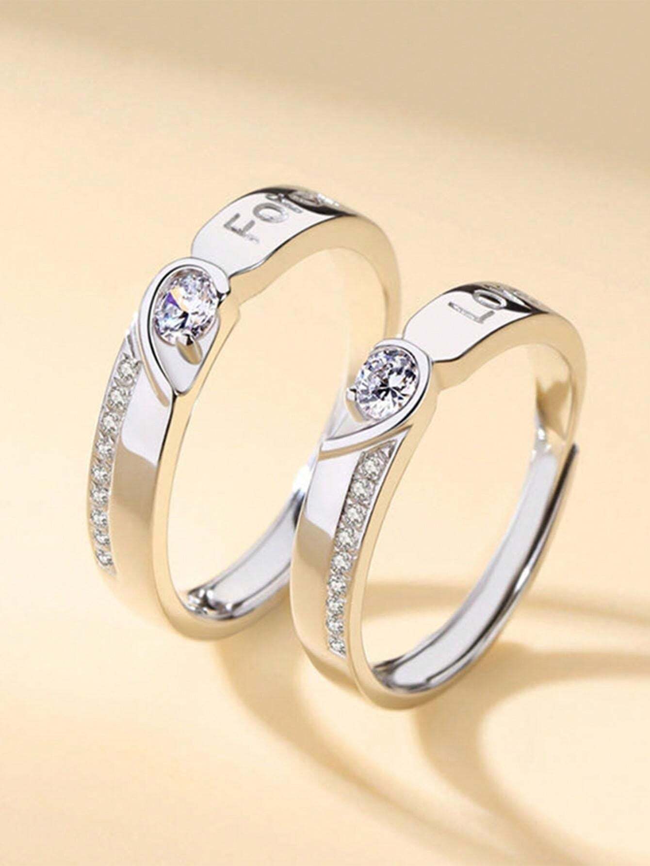 13260 1b-014 Anillo abierto con forma de corazón 2 Pzas