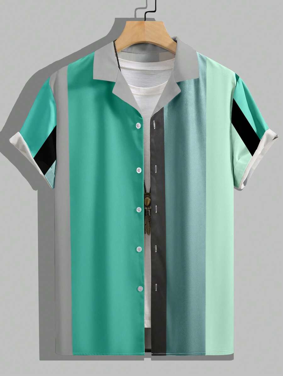 13809 1t-006 Camisa casual de botones de manga corta