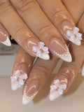 18013 1b-055 Uñas postizas diseño de perlas 24 Pzas
