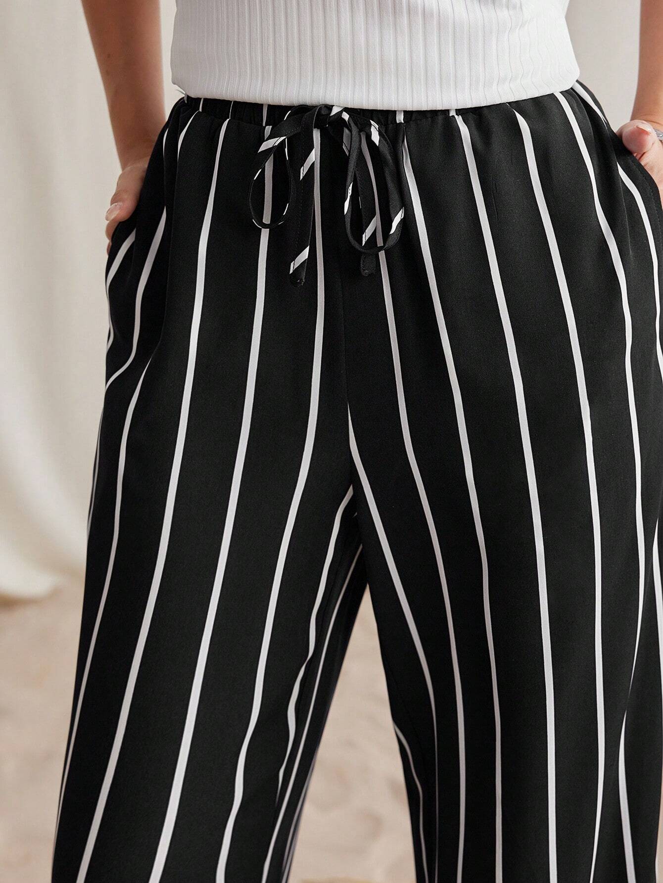 15455 2a-01-08 Pantalones casuales sueltos a rayas 1 Pza