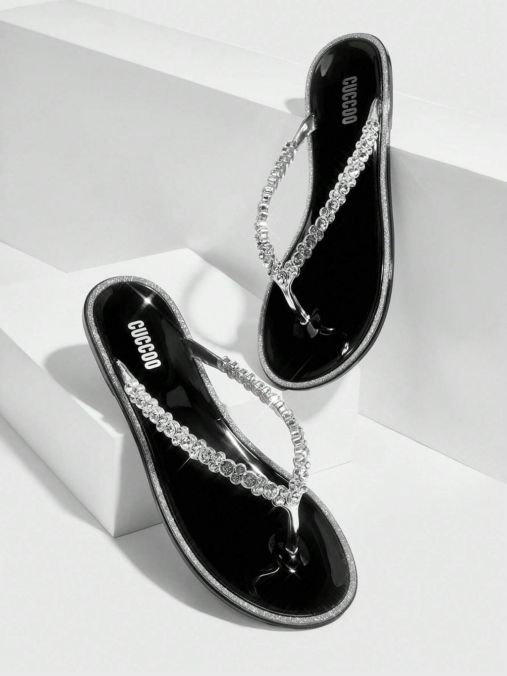 18457 1c-012 Sandalias planas con diamantes 1 Pza