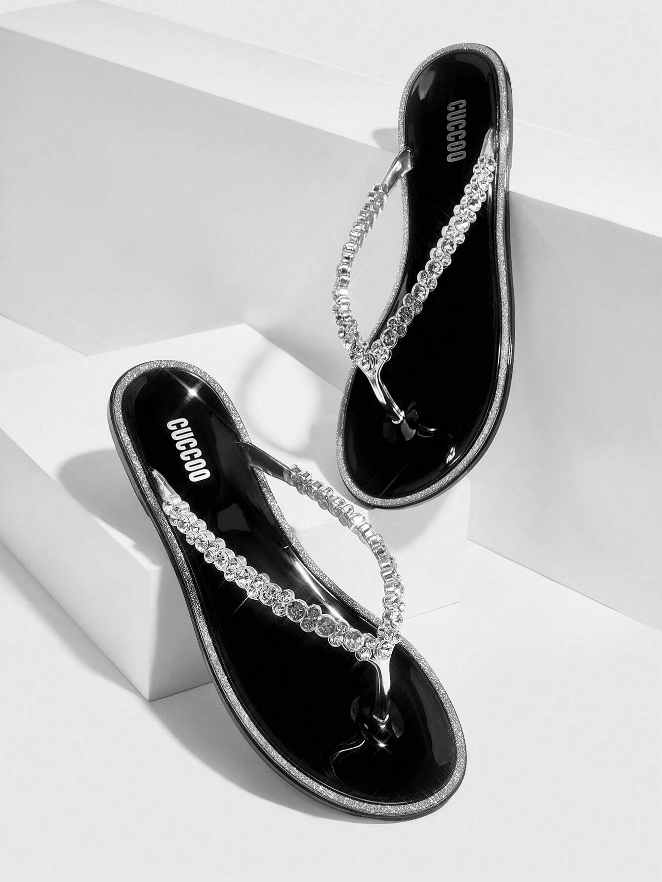 18457 1c-012 Sandalias planas con diamantes 1 Pza