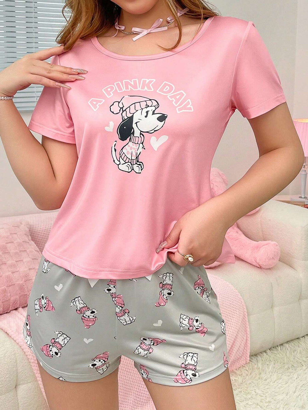 18607 1a-005 Conjunto de pijama de seda 2 Pzas