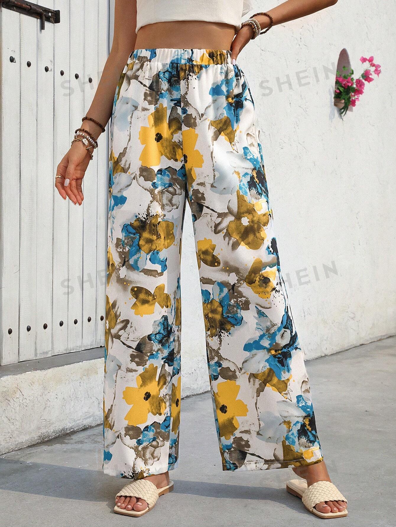 13110 2a-04-25 Pantalones flores con cintura elástica 1 Pza