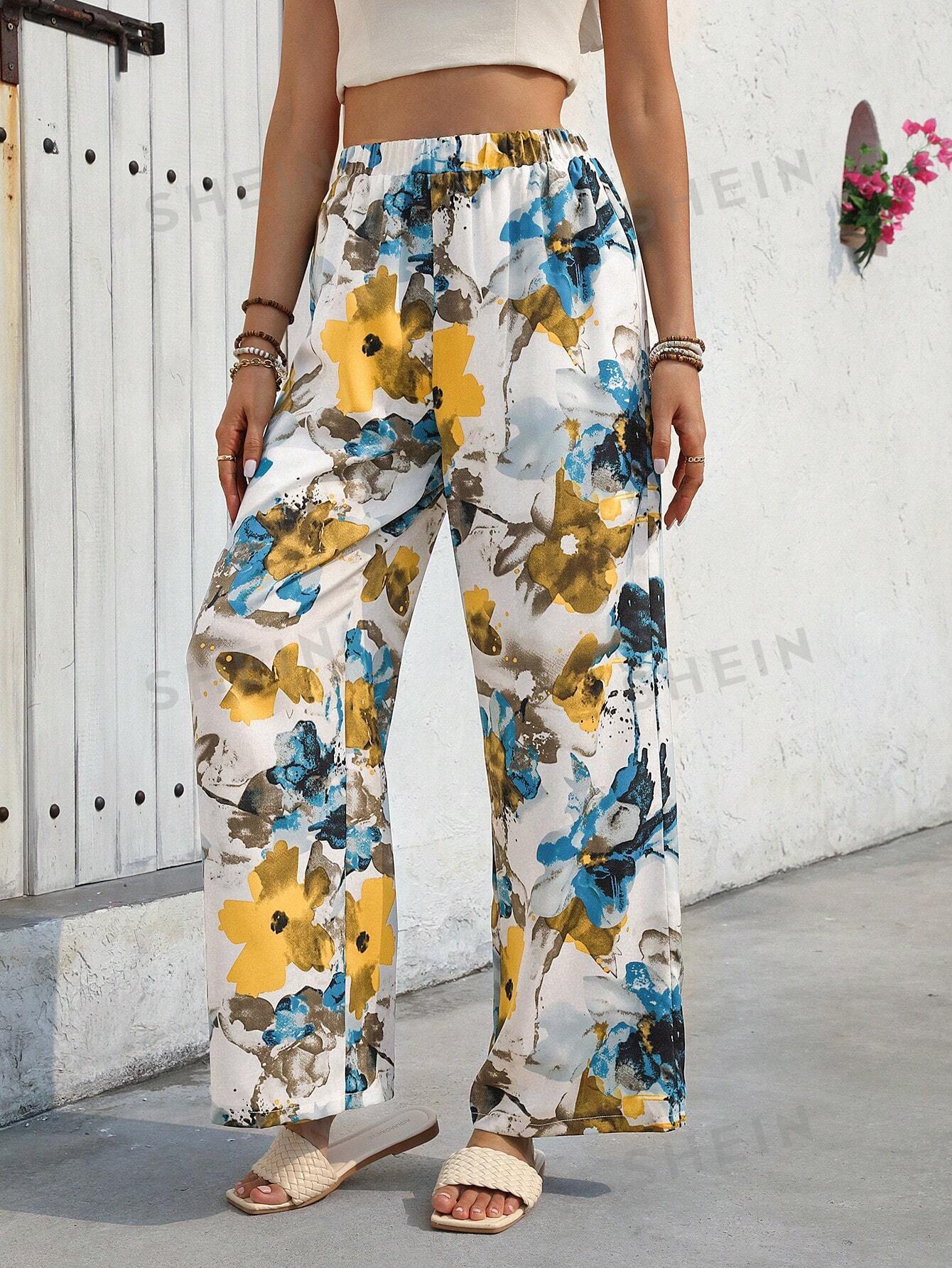 13110 2a-04-25 Pantalones flores con cintura elástica 1 Pza