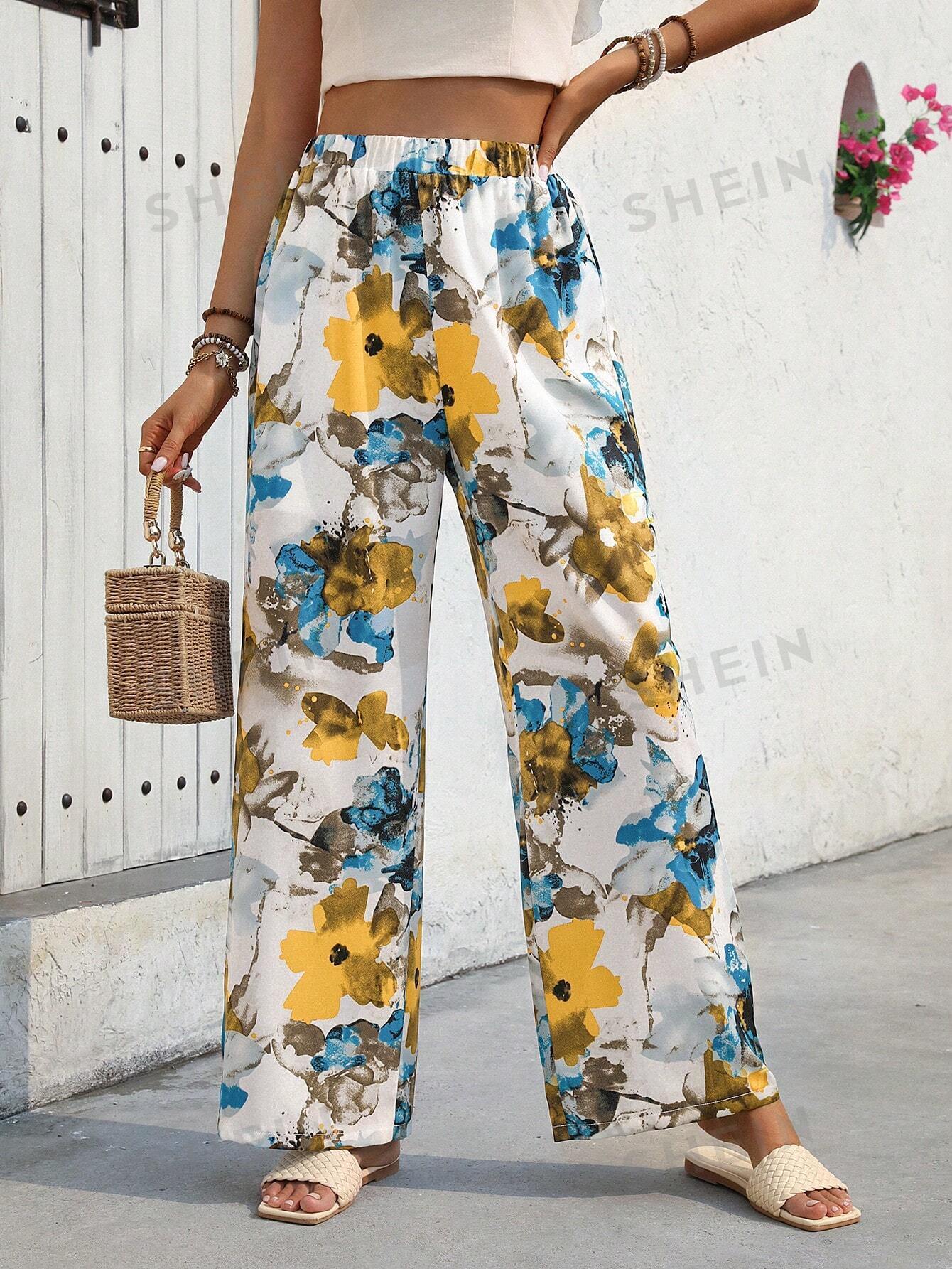 13110 2a-04-25 Pantalones flores con cintura elástica 1 Pza