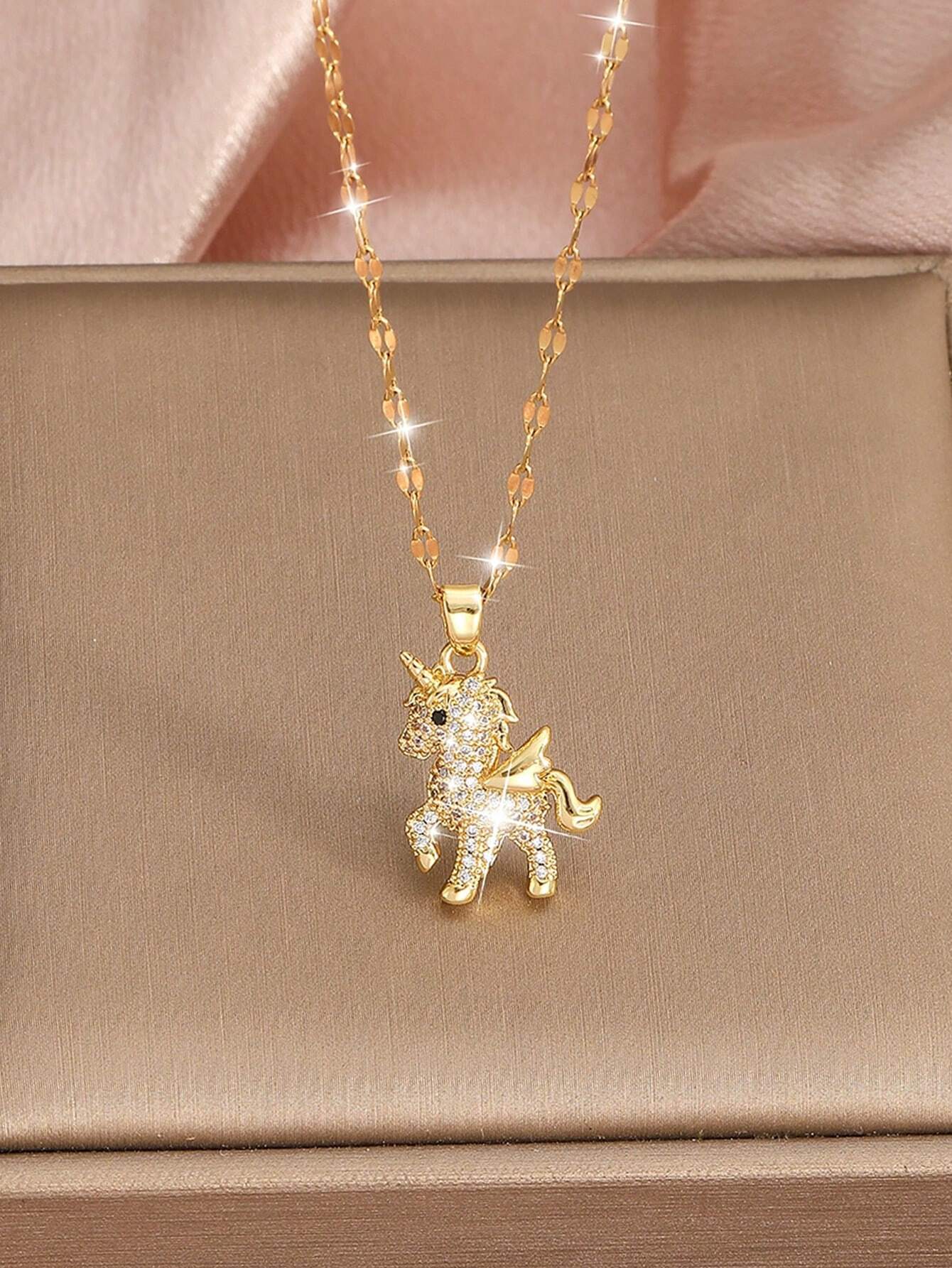 16648 1b-037 Collar con colgante de unicornio niña 1 Pza