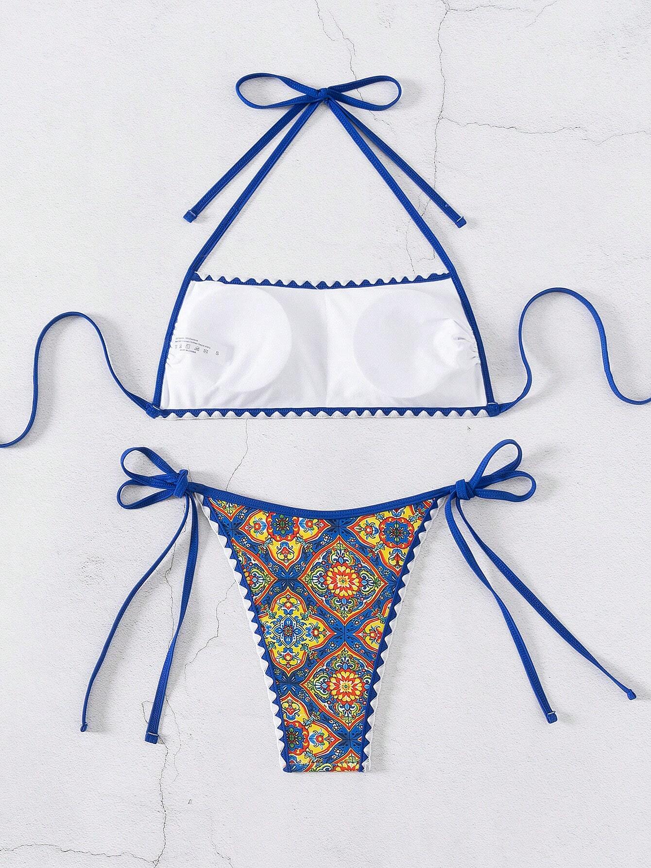 19948 1a-009 Conjunto de bikini sexy con estampado floral 2Pzs