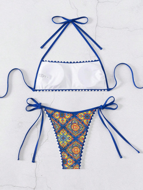 19948 1t-002 Conjunto de bikini sexy con estampado floral 2Pzs