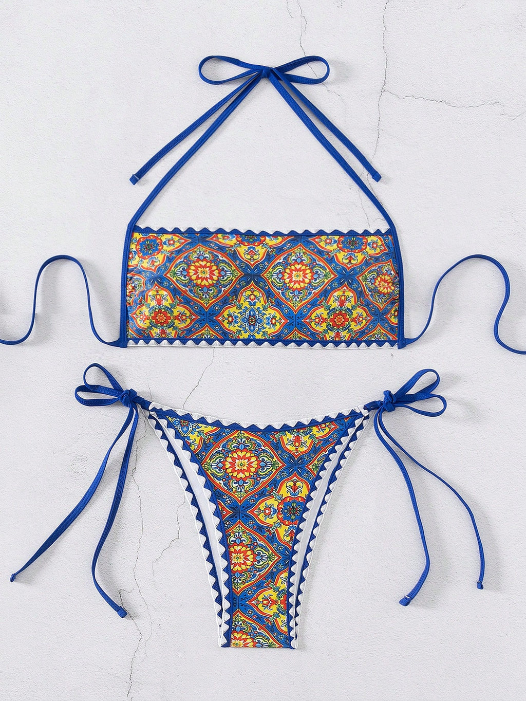 19948 1a-009 Conjunto de bikini sexy con estampado floral 2Pzs