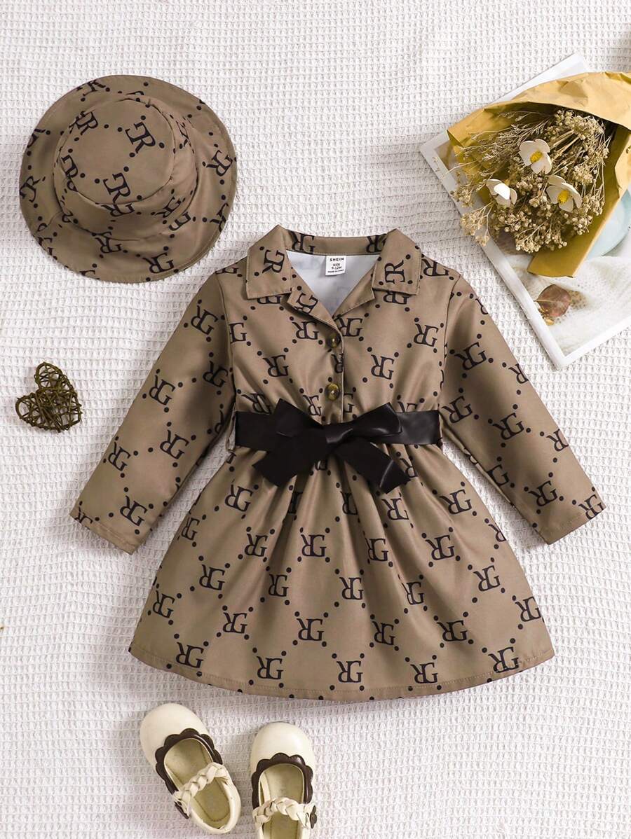 13939 1t-002 vestido de niña con estampado y gorro