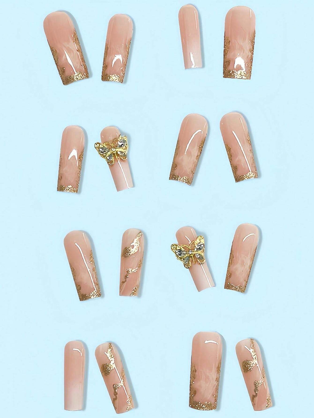 18252 1b-174 Uñas postizas diseño de mariposas 24 Pzas