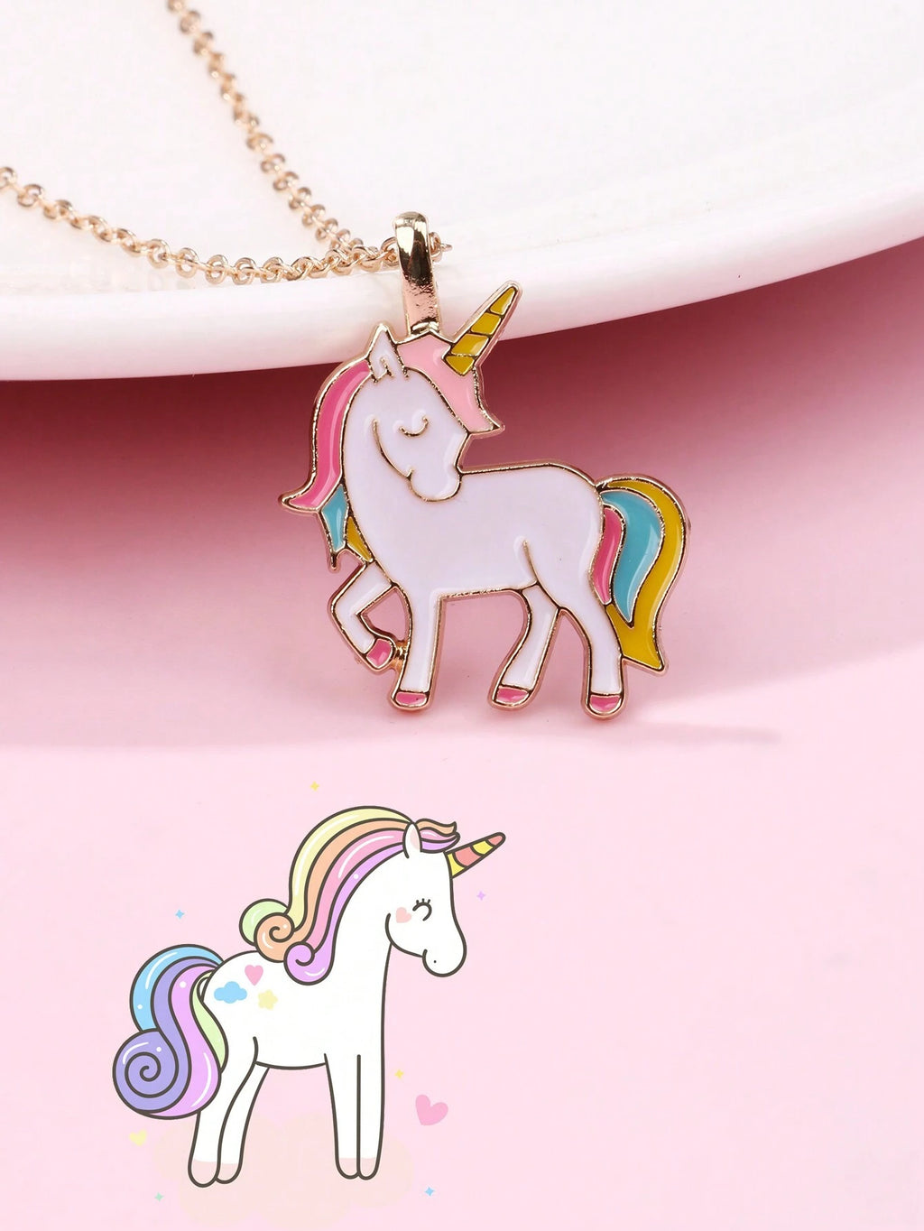 16649 1b-037 Collar con dije de unicornio niña 1 Pza