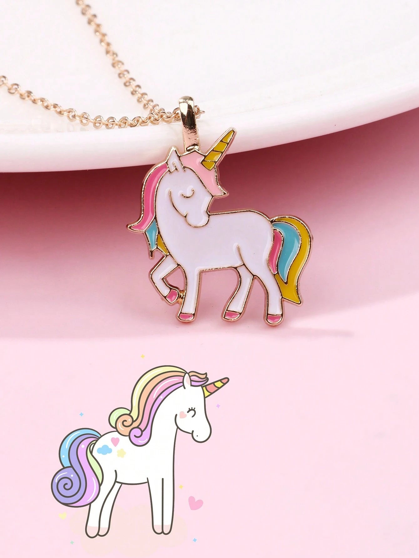 16649 1b-037 Collar con dije de unicornio niña 1 Pza