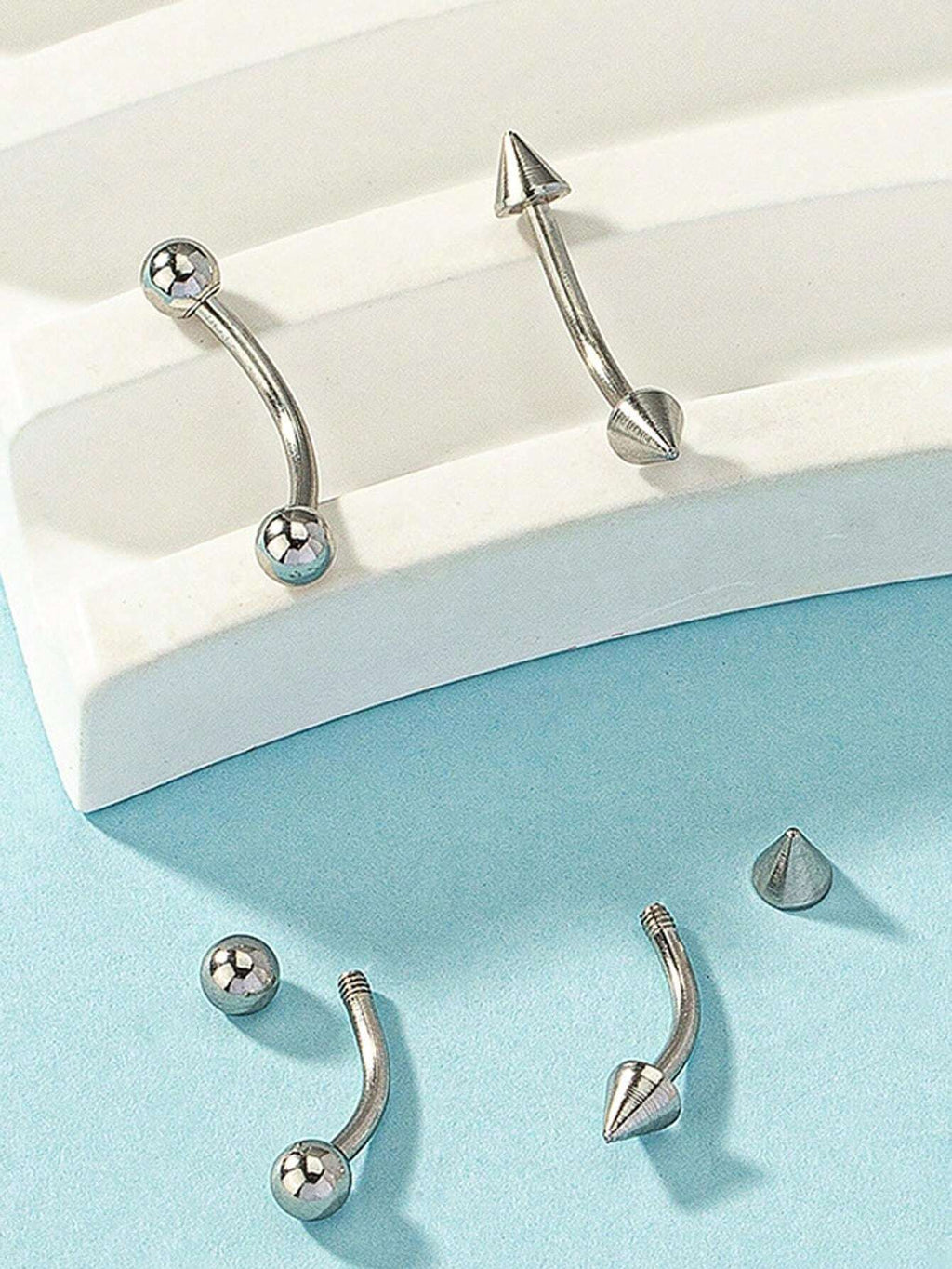 13266 1b-014 Piercing de ceja de barra curva 4 Pzas