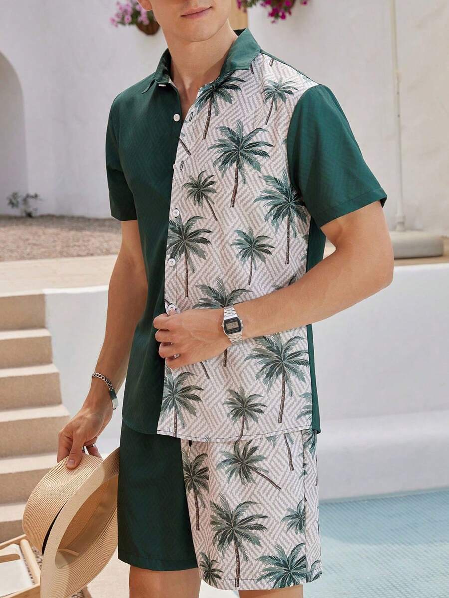 13956 2c-282 Conjunto de 2 piezas con camiseta de manga corta y shorts estampados