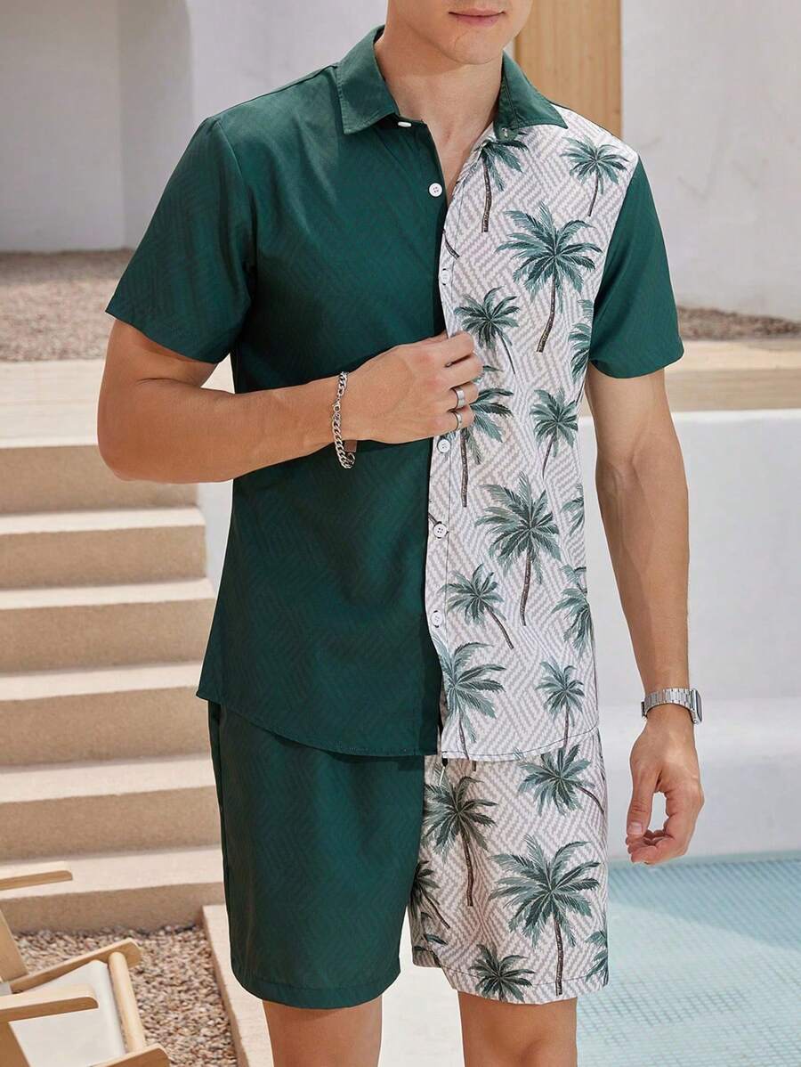 13956 2c-282 Conjunto de 2 piezas con camiseta de manga corta y shorts estampados