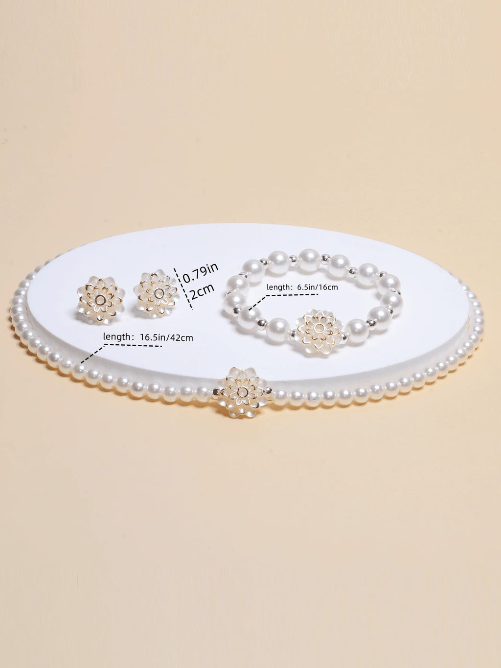 12169 1b-077 Conjunto De Collar Con Decoración De Perlas Y Flores Para Mujeres