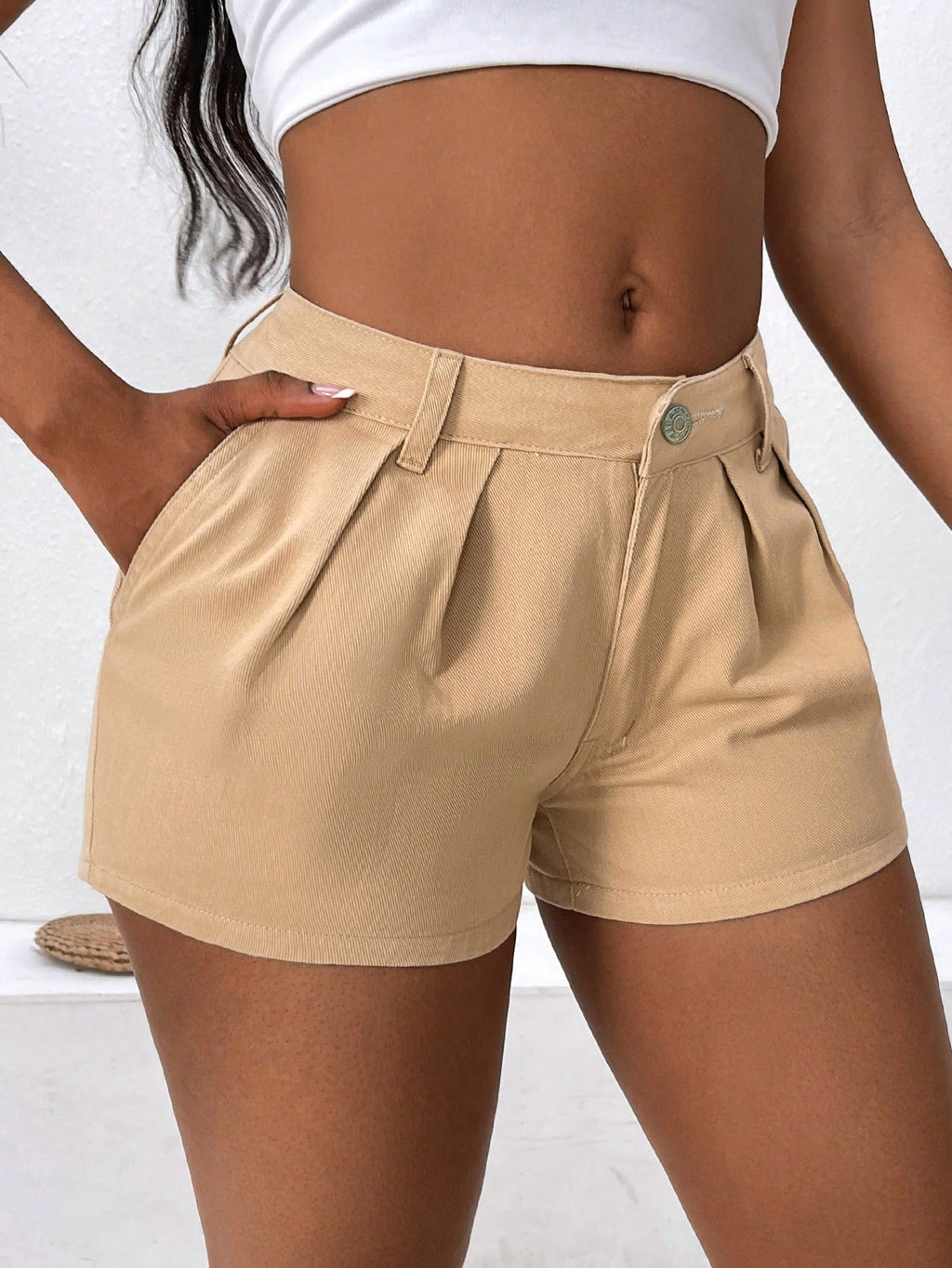 19529 1a-114 Shorts casuales plisados de mezclilla 1 Pza