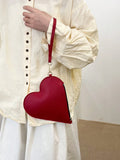 14851 1a-053 Bolso de mano de unicolor simple y elegante con diseño de corazón