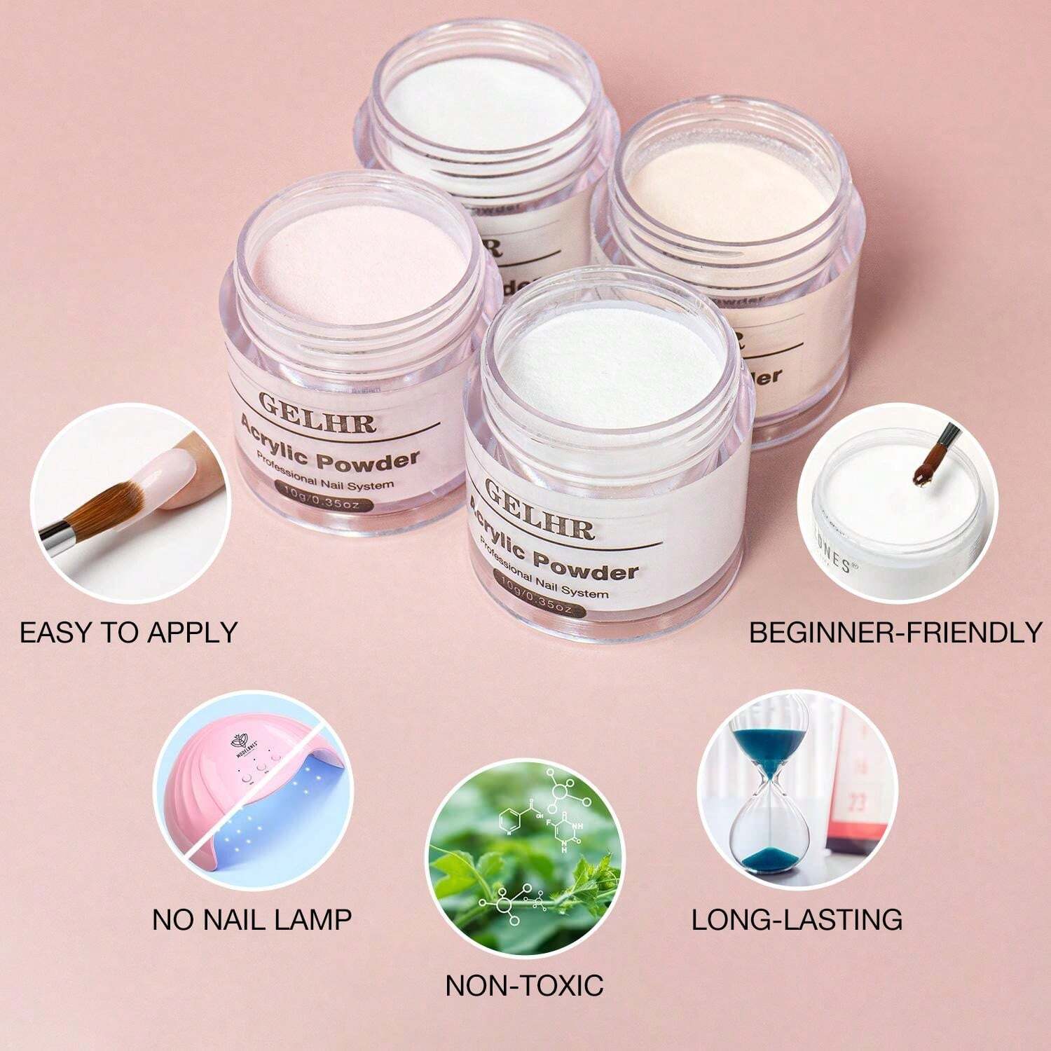 15256 1b-029 Polvos para uñas de acrílico 4 Pzas