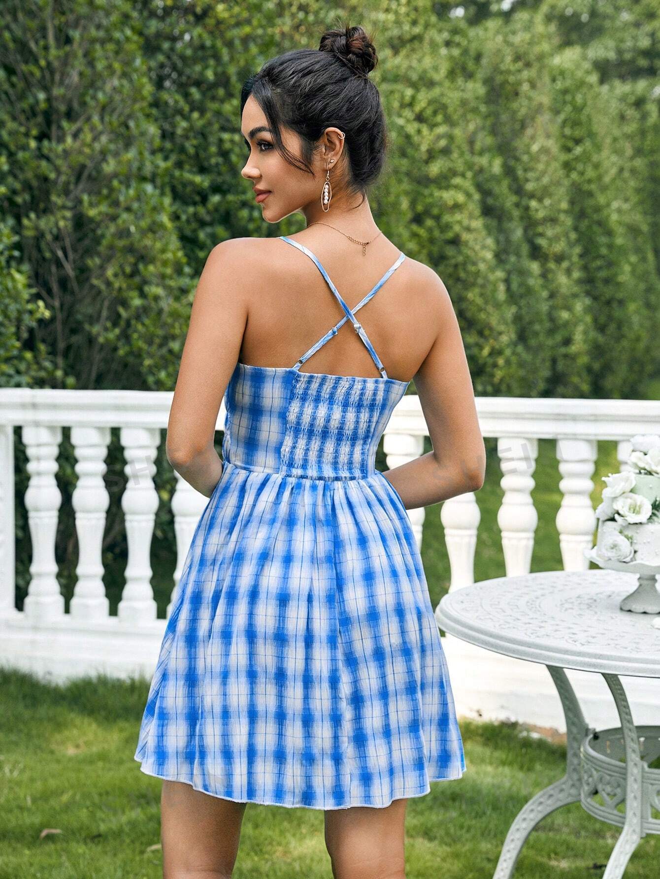 18490 1a-005 Vestido a cuadros con encaje 1 Pza