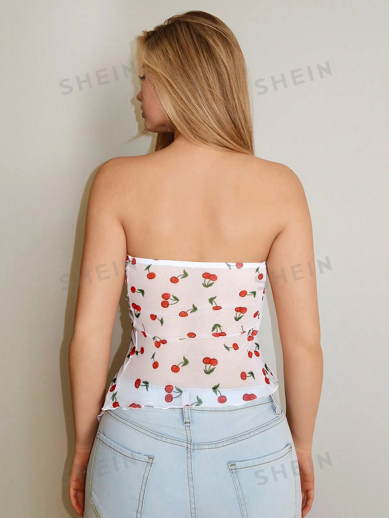 17694 1a-111 Top de tela de malla con escote bandeau 1 Pza