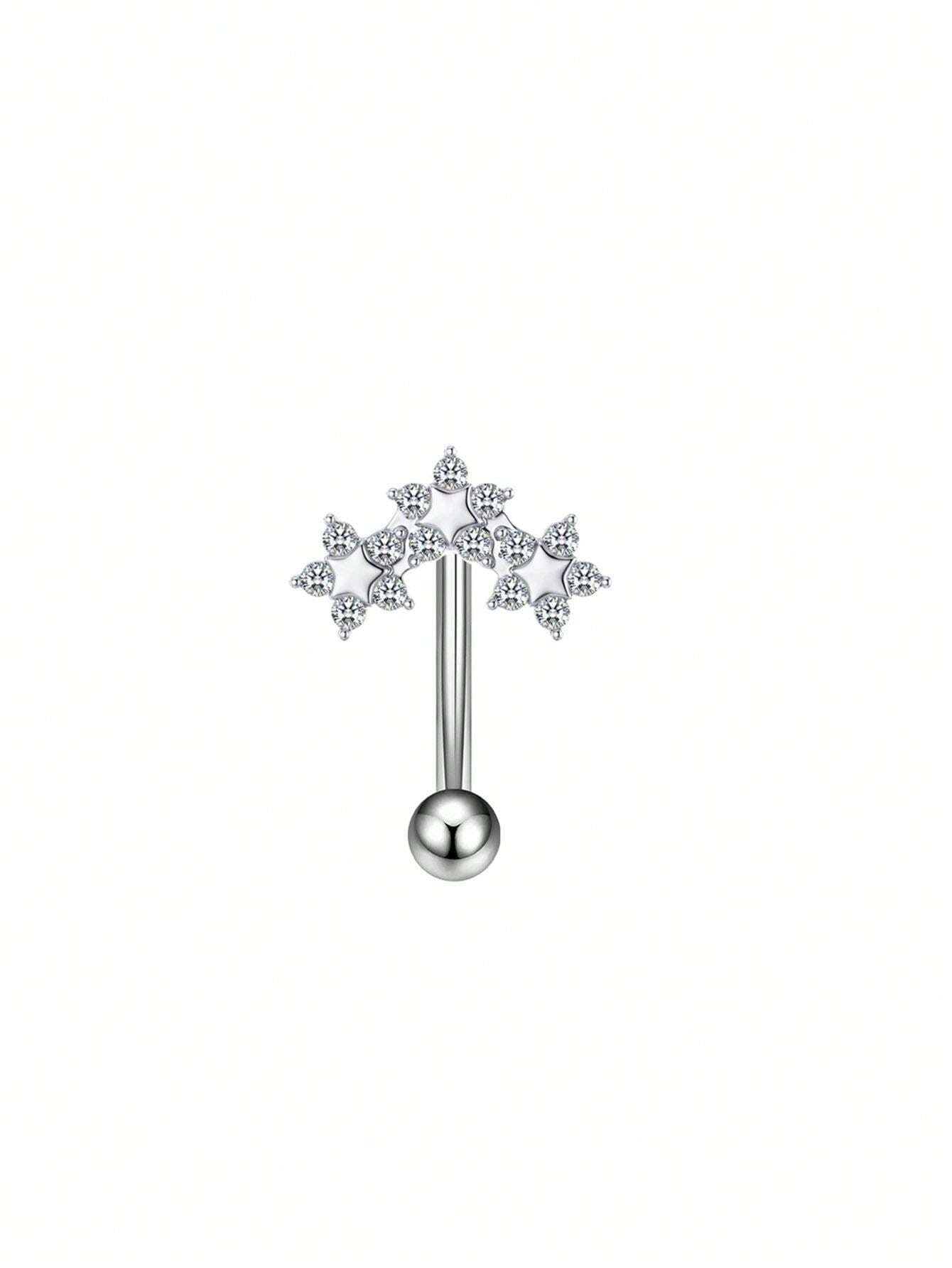 15301 1b-052 1 pieza Anillo de ceja curvado con bola y piedras preciosas