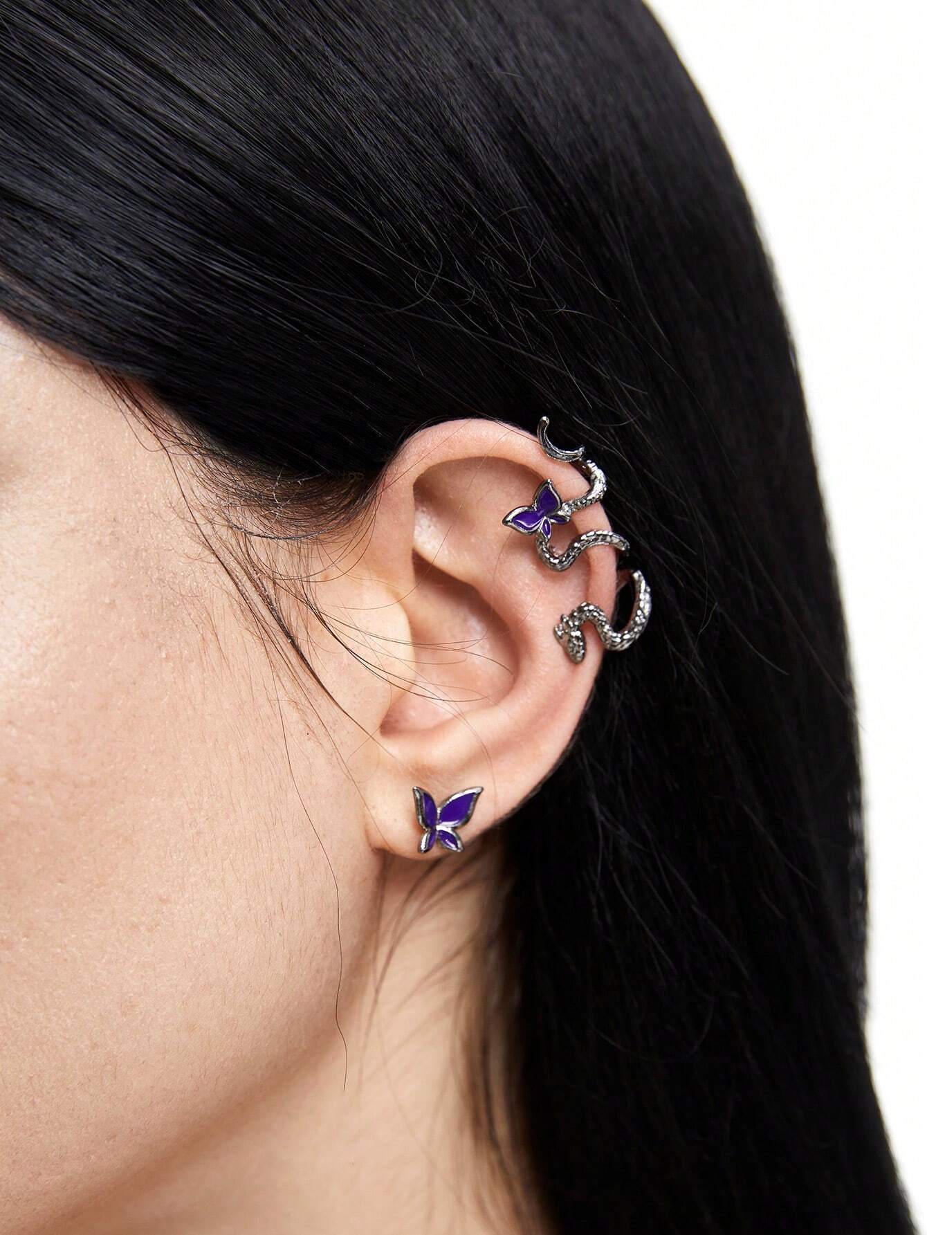 16052 1b-036 Aretes forma de serpiente 2 Pzas