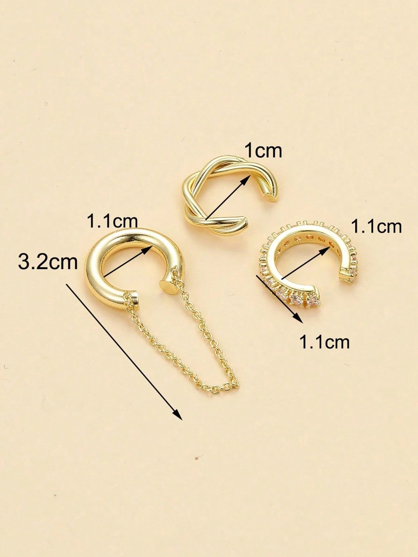 16047 2b-01-05 Pendientes Minimalista 3 Pzas