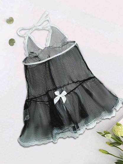 13367 2b-02-08 3PZS Vestido de halter de encaje